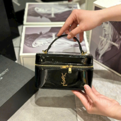 Túi Cốp Nữ YSL Saint Laurent Da Bóng Màu Đen