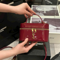 Túi Cốp Nữ YSL Saint Laurent Da Bóng Màu Đen Đỏ