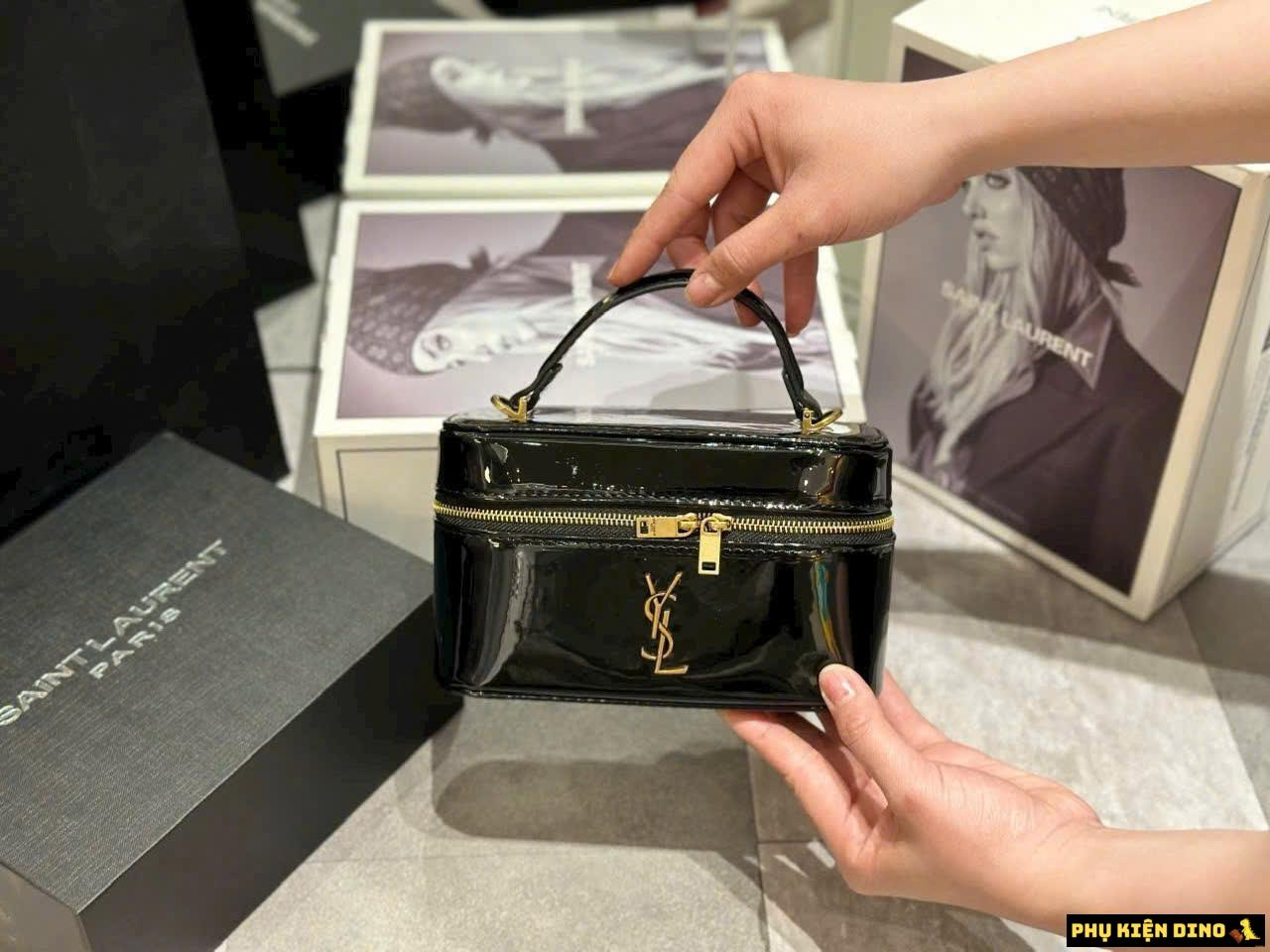 Túi Cốp Nữ YSL Saint Laurent Da Bóng Màu Đen Đỏ 1 Túi Cốp Nữ YSL Saint Laurent Da Bóng Màu Đen