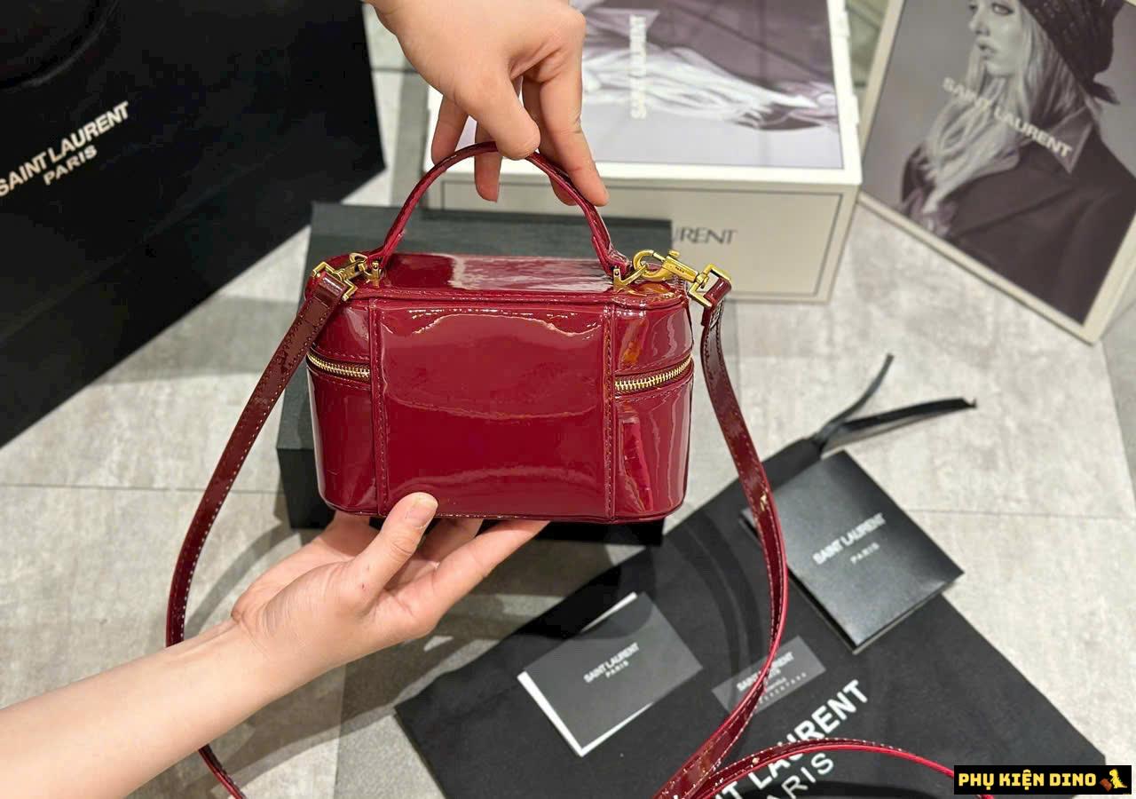 Túi Cốp Nữ YSL Saint Laurent Da Bóng Màu Đen Đỏ 5 Túi Cốp Nữ YSL Saint Laurent Da Bóng Màu Đỏ