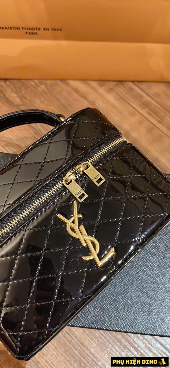 Túi Xách Nữ Cốp YSL Saint Laurent Black Red Da Bóng 5 Túi Cốp YSL Saint Laurent Black Da Bóng