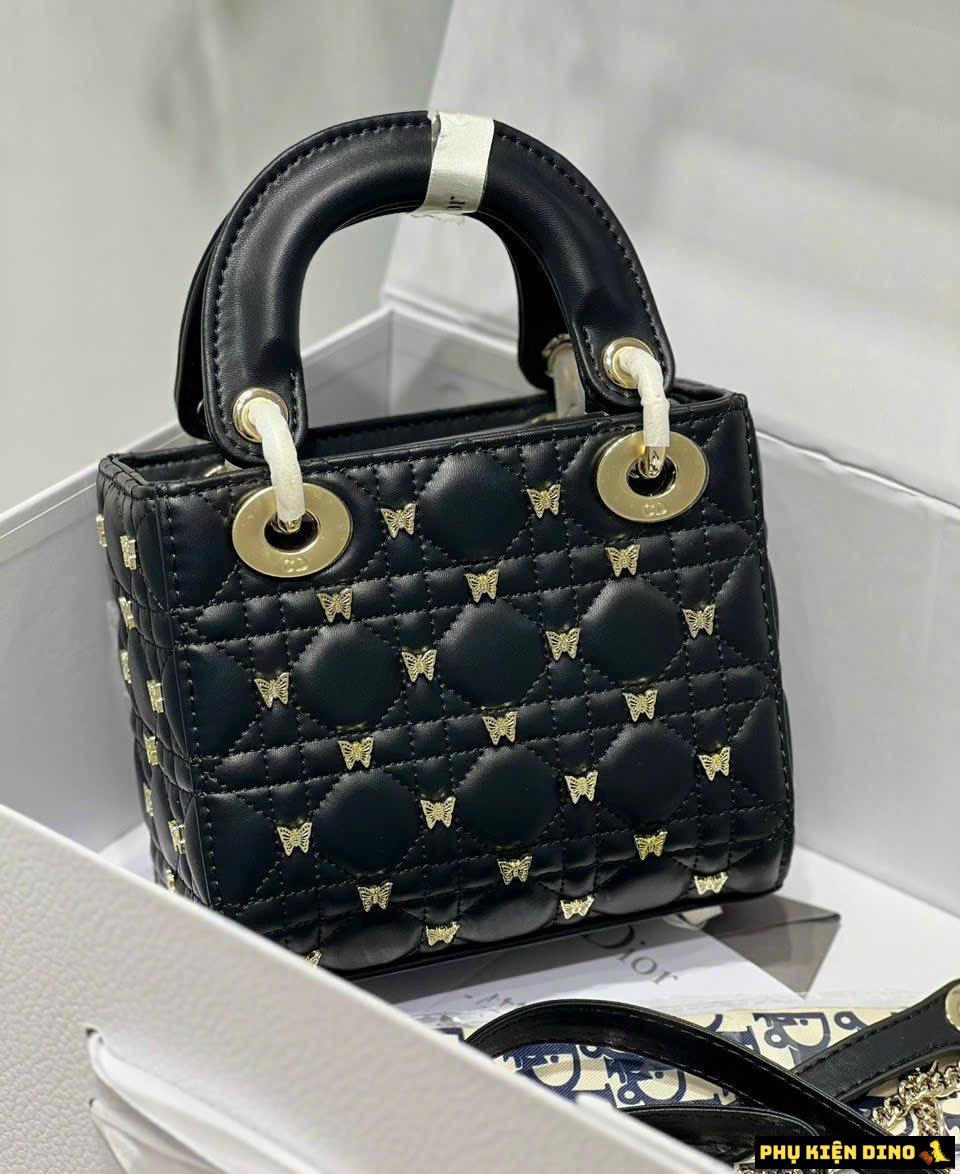 Túi Dior Small Lady Dior Bag Black Cannage Lambskin Butterfly 3 Túi Dior Small Lady Dior Bag Black Butterfly