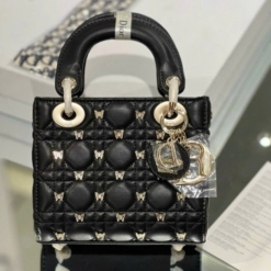 Túi Dior Small Lady Dior Bag Black Cannage Lambskin Butterfly