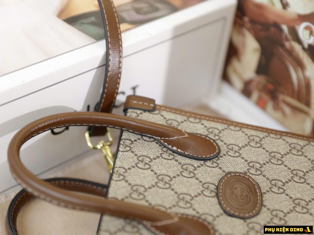 Túi Gucci Tote Mini Bag With Interlocking Brown Like Auth 10 Túi Đựng Điện Thoại Gucci Brown Fullbox