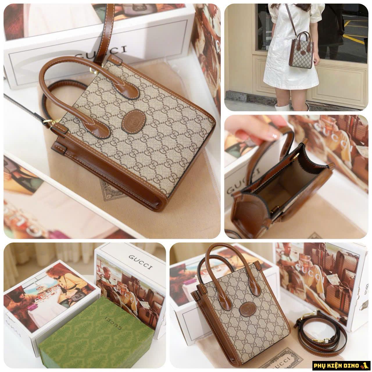 Túi Gucci Tote Mini Bag With Interlocking Brown Like Auth 1 Túi Gucci Tote Mini Bag With Interlocking Brown Like Auth