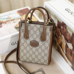 Túi Gucci Tote Mini Bag With Interlocking Nâu