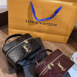 Túi Xách Nữ Cốp YSL Saint Laurent Black Red Da Bóng