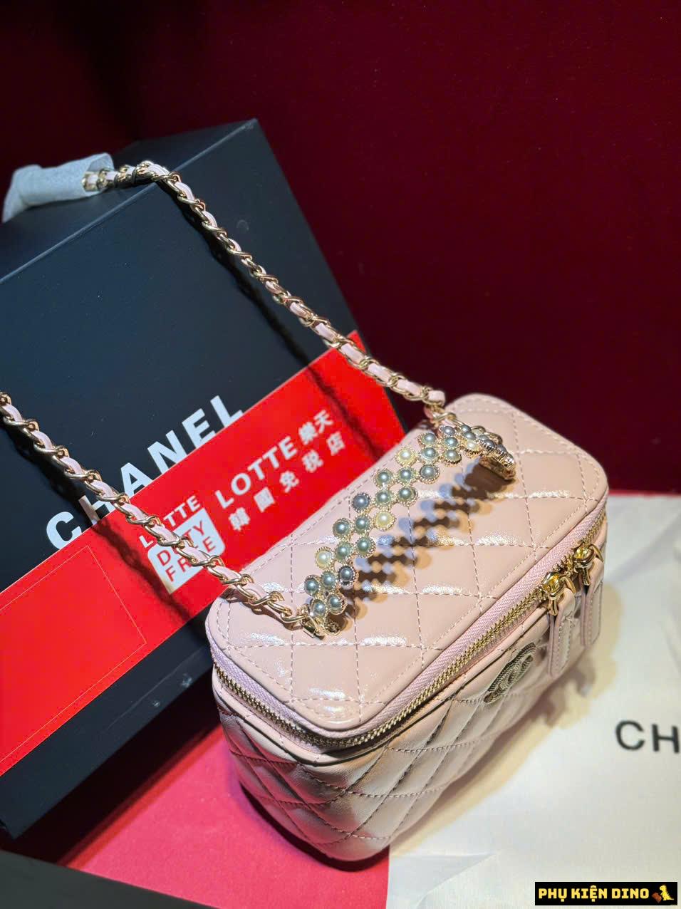 Túi Chanel Vanity Quai Ngọc Fullbox Size 19 6 Túi Chanel Pink Quai Ngọc Màu Hồng Nhạt Size 19 Fullbox
