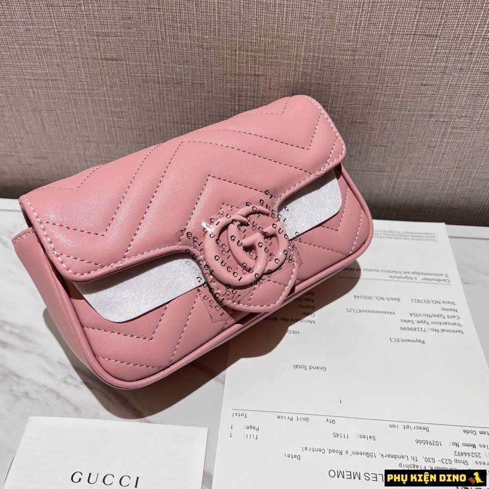 Túi Gucci GG Marmont Belt Bag Light Pink Size 23 Fullbox 4 Túi Đeo Vai Gucci GC Màu Hồng