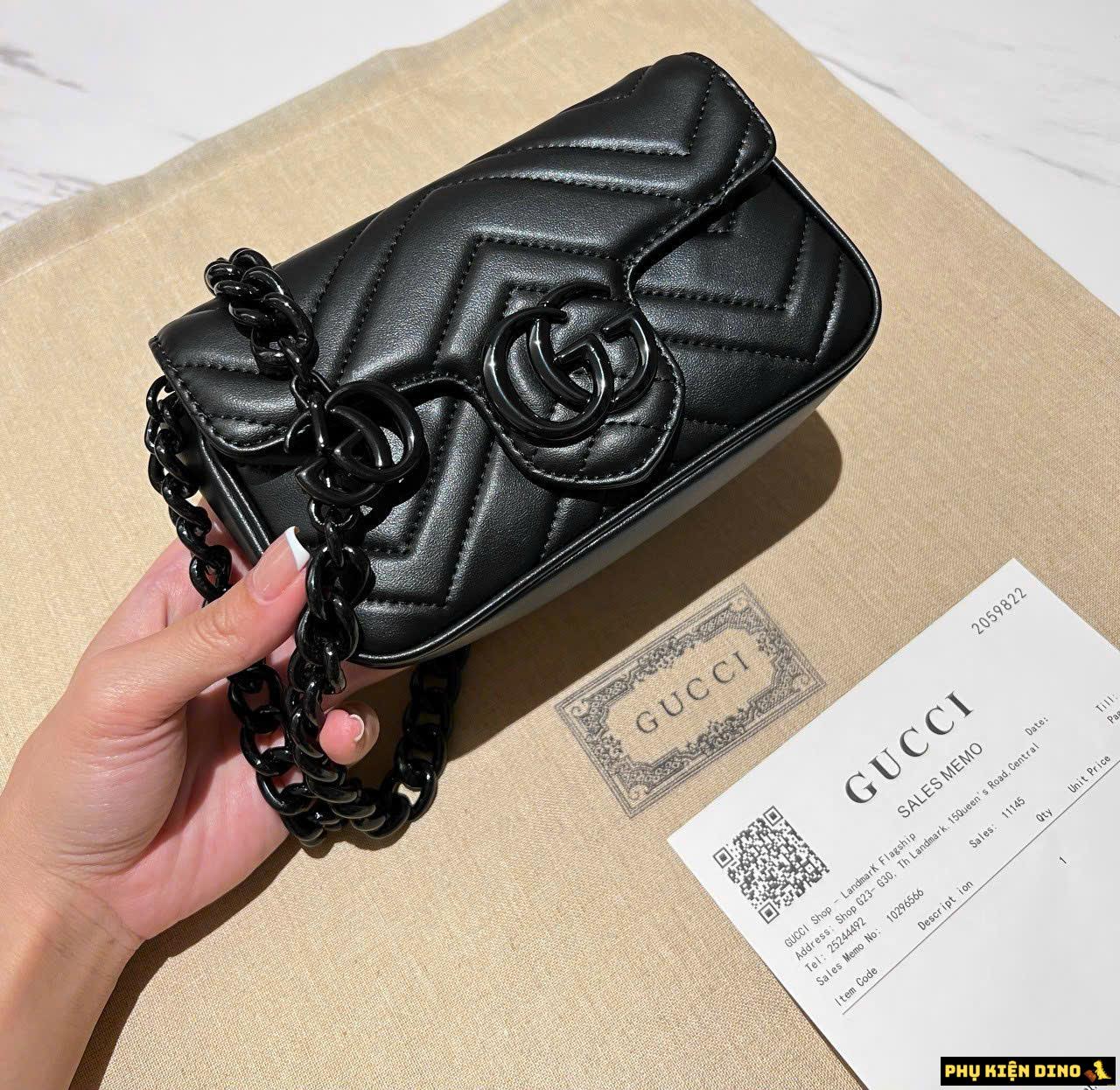 Túi Gucci GG Marmont Super Mini Bag Black White Size 23 Fullbox 3 tui gucci gg marmont fullblack