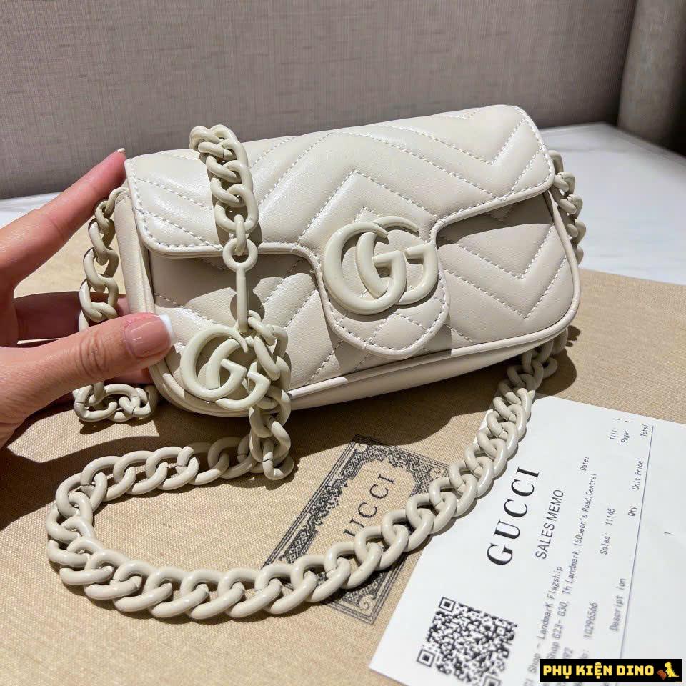 Túi Gucci GG Marmont Super Mini Bag Black White Size 23 Fullbox 2 Túi Gucci GG Marmont Super Mini Bag White Size 23 Fullbox