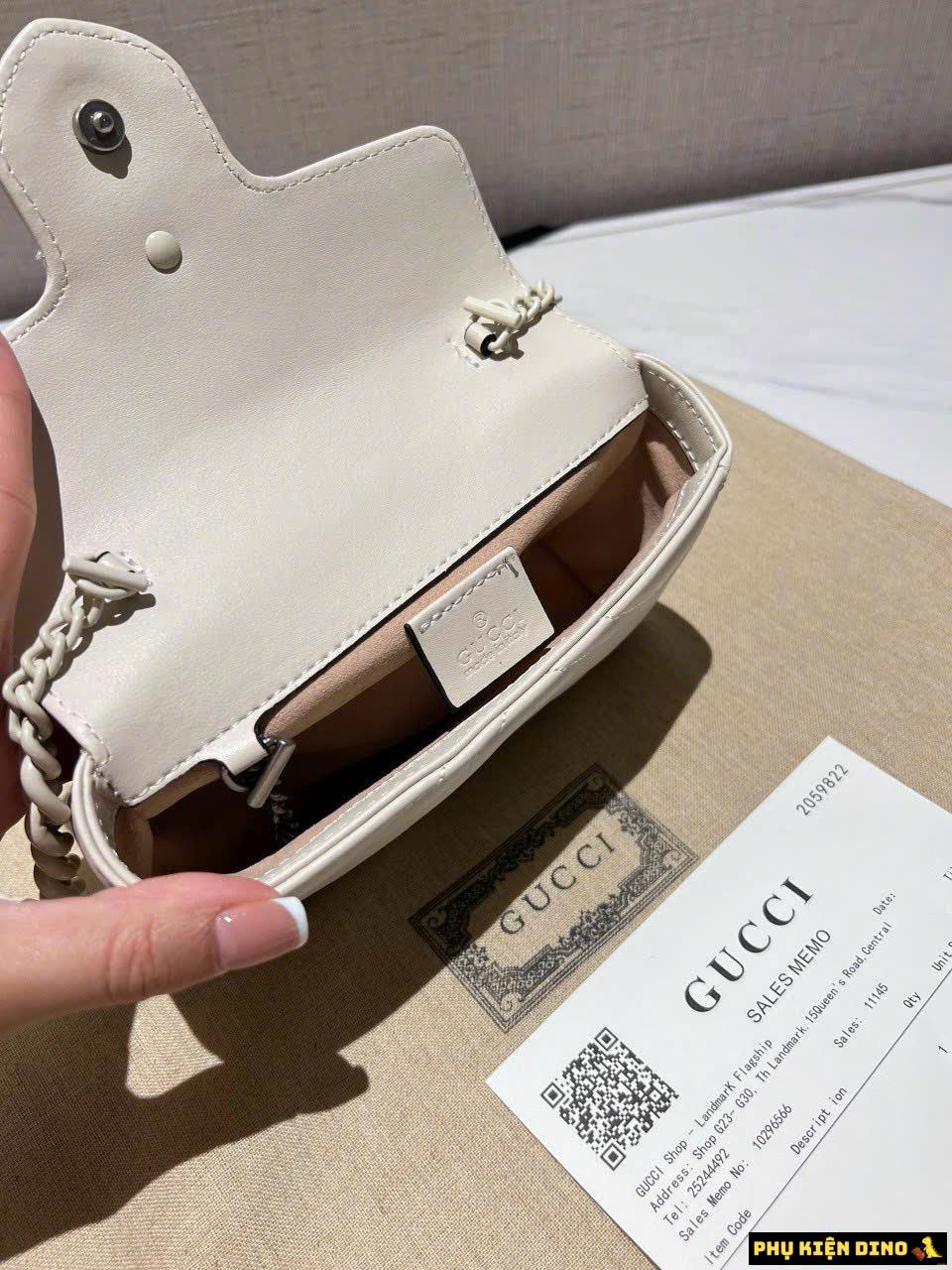 Túi Gucci GG Marmont Super Mini Bag Black White Size 23 Fullbox 6 Túi Gucci GG Marmont Super Mini Bag White