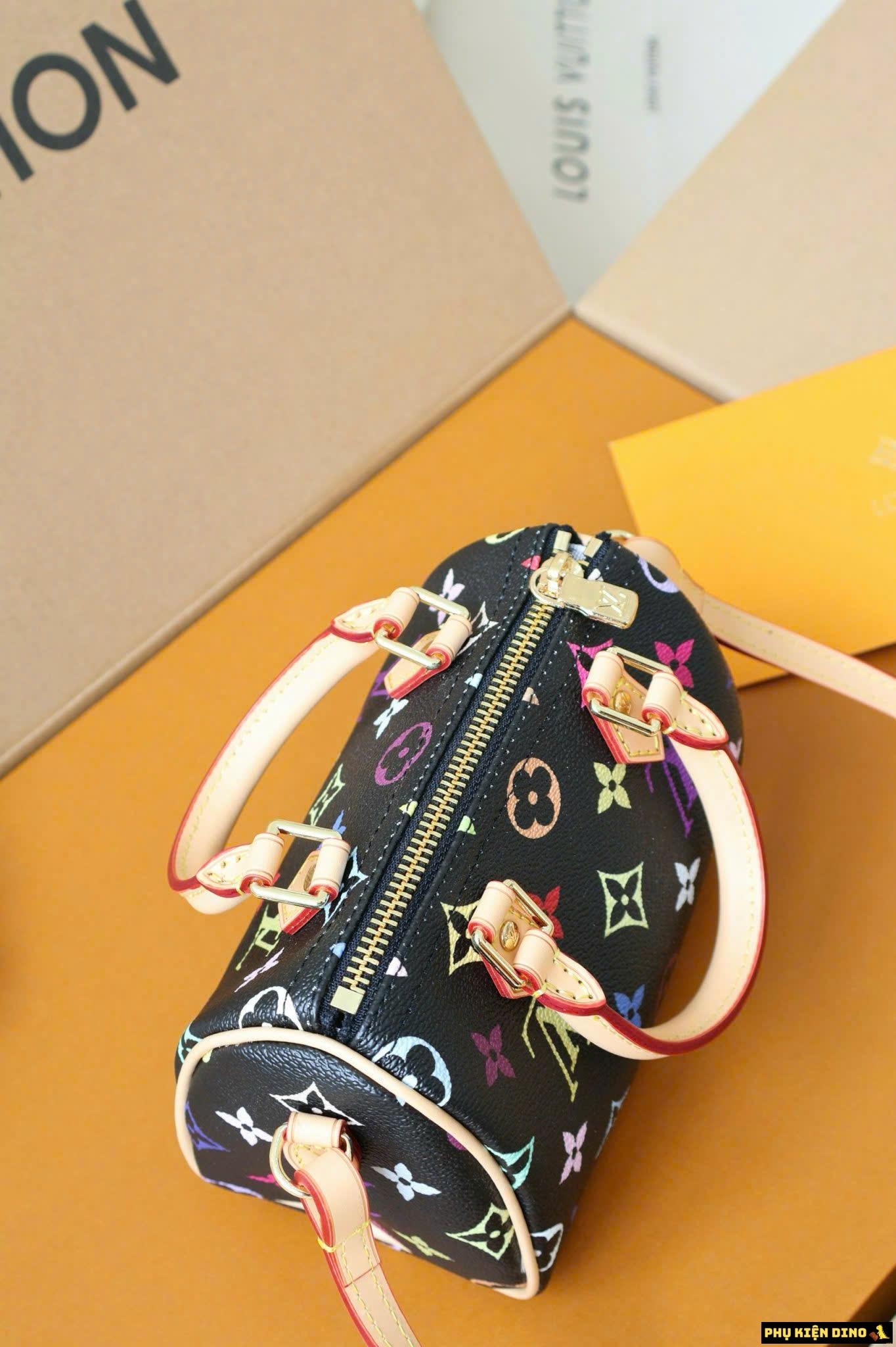 Túi Louis Vuitton Monogram Speedy Multicolor Black Size 16 M92644 6 Túi Louis Vuitton Monogramm Speedy Multicolor Black Brown