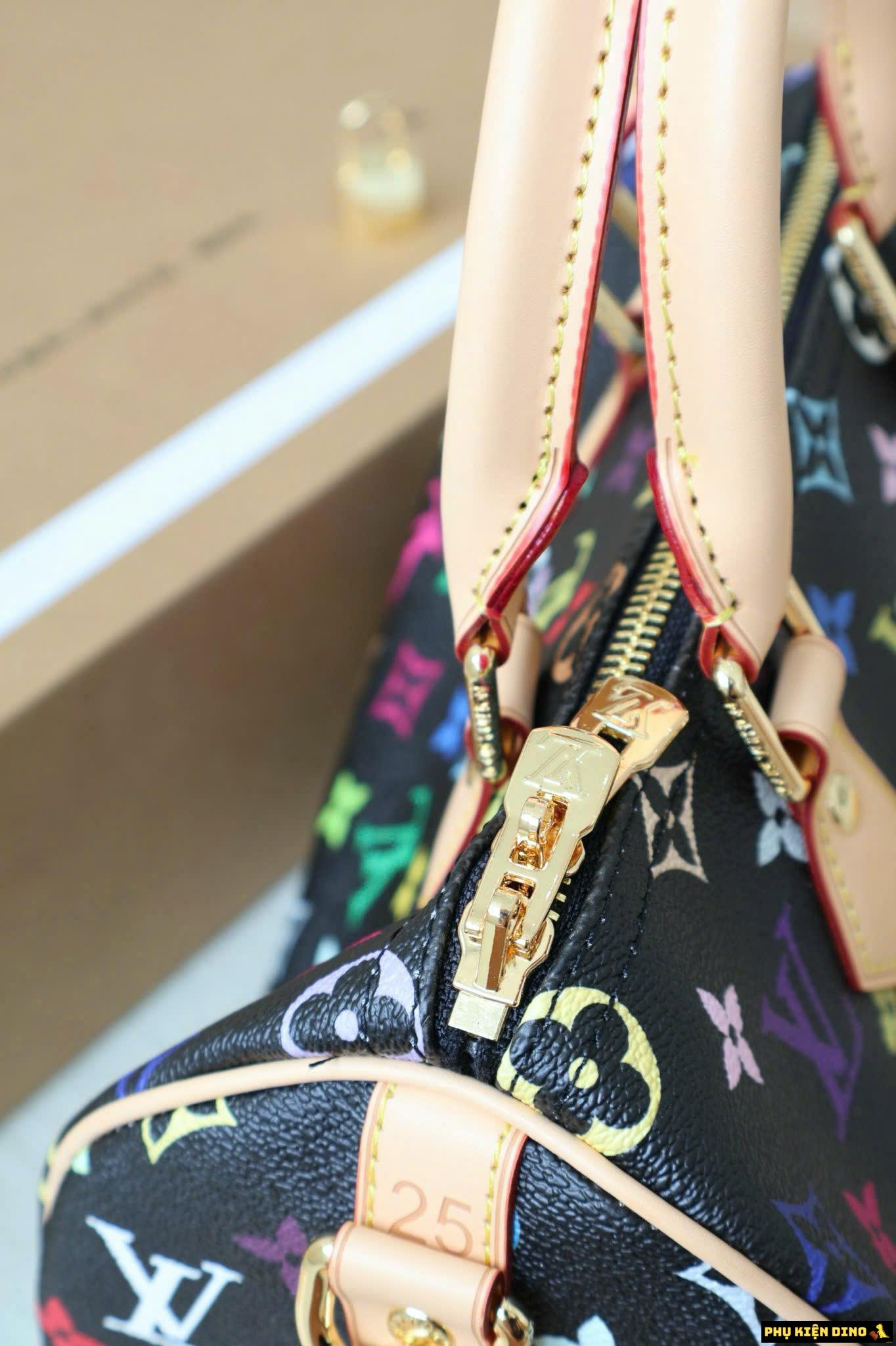 Túi Louis Vuitton Monogram Speedy Multicolor Black Size 16 M92644 4 Túi Louis Vuitton Monogram Speedy Multicolor Đen Nâu