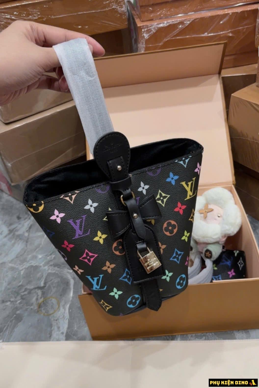 Túi Louis Vuitton LV Dáng Giỏ Màu Đen Fullbox 3 Túi Xách Nữ Louis Vuitton LV Giỏ Màu Đen Phối Họa Tiết Màu