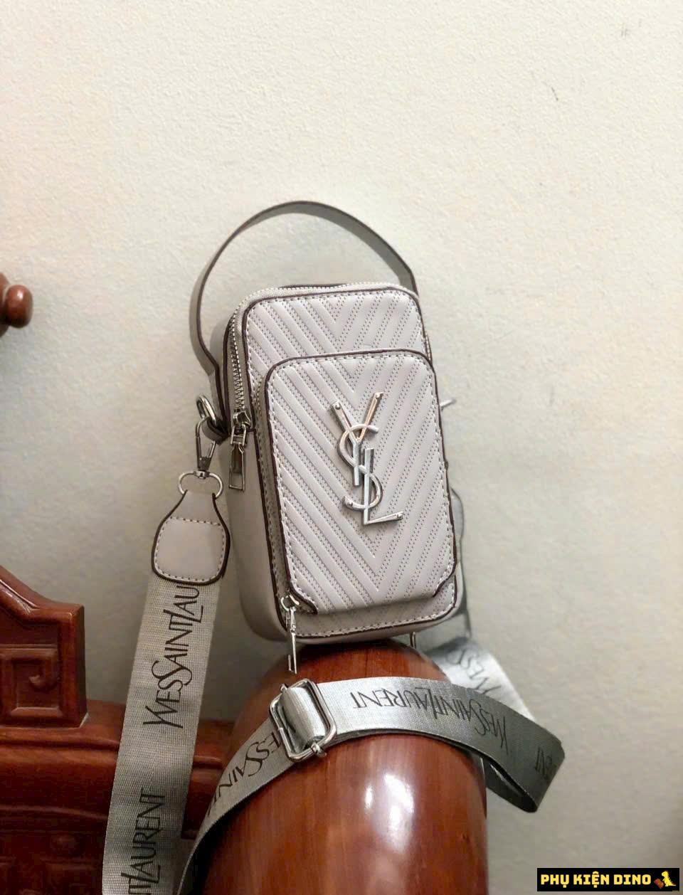 Túi YSL Saint Laurent Đựng Điện Thoại 11cmx19cm 7 Túi YSL Saint Laurent Đựng Điện Thoại Hồng Xám