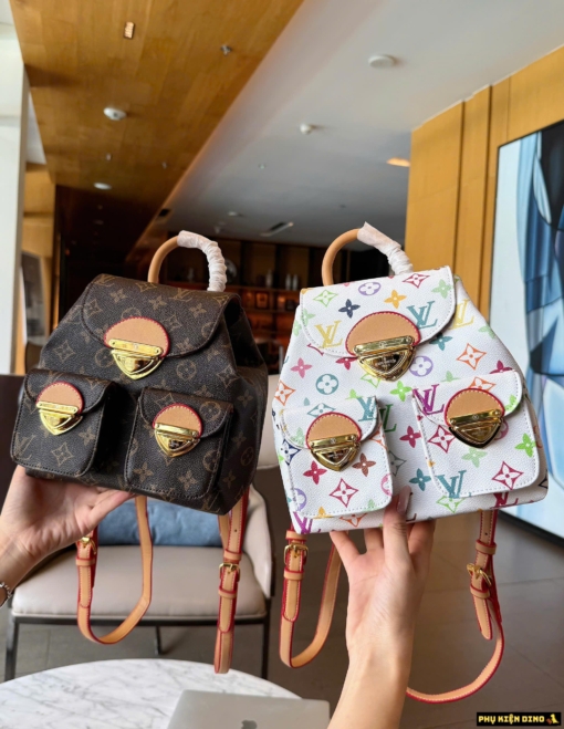 Balo Nữ Louis Vuitton LV TM Venice Backpack Brown White