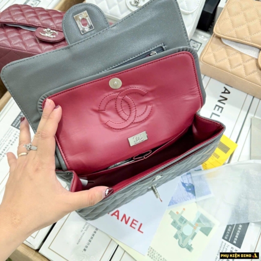 Bên Trong Túi Chanel Lambskin Gray Hình Thật
