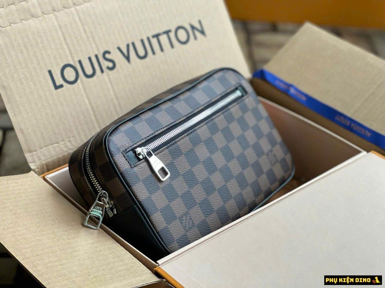Túi Cầm Tay Louis Vuitton LV Pochette Kasai Nâu Họa Tiết