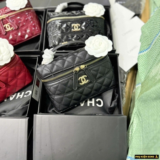 Túi Chanel Caviar Black Hoa Trà Da Nhám