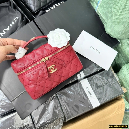 Túi Chanel Caviar Hoa Trà Màu Đỏ Da Nhám