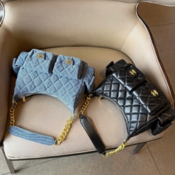 Túi Chanel Hobo Cargo Bag Calfskin Leather Black Denim