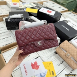 Túi Chanel Lambskin Đỏ Rượu Size 25