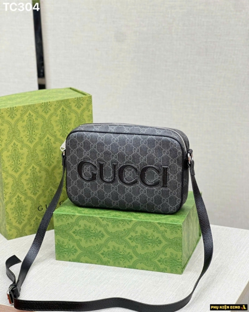 Túi Đeo Chéo Gucci GG Size 23 Xám Đậm Fullbox