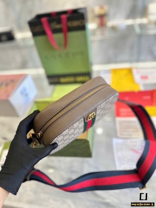 Túi Đeo Chéo Nam Gucci Small Ophidia Nâu