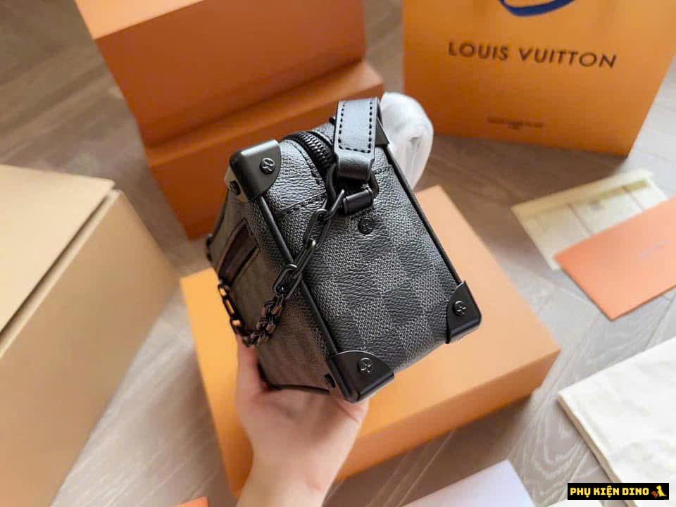 Túi Louis Vuitton LV Họa Tiết Ô Vuông Dáng Hộp Màu Đen Fullbox 5 Túi Đeo Chéo Nam Louis Vuitton LV Black
