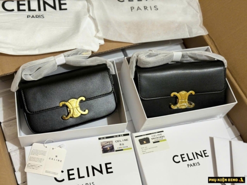 Túi Đeo Vai Celine Triomphe Calfskin Black Fullbox