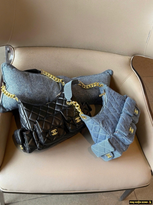 Túi Đeo Vai Chanel Đen Và Xanh Denim