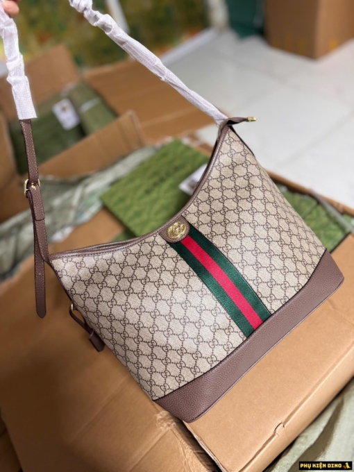 Túi Đeo Vai Gucci Nâu Phối Kẻ Đẹp Fullbox