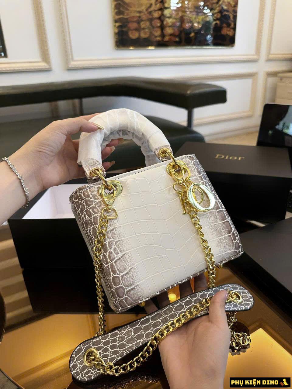 Túi Dior Lady Mini Himalaya Crocodile Niloticus Size 20 4 Túi Dior Lady Dior Bạch Tạng Size 20