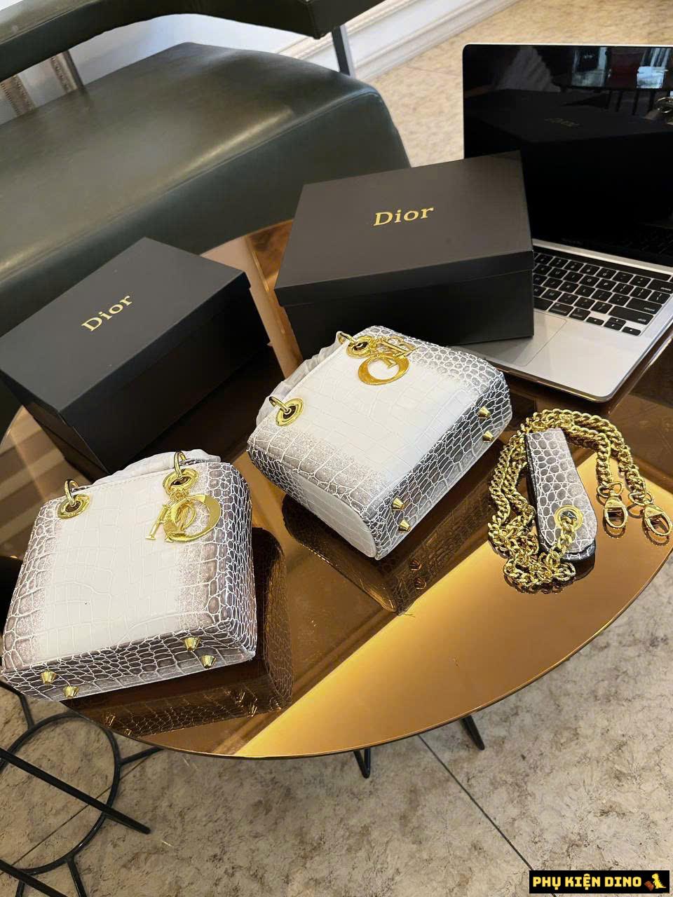 Túi Dior Lady Mini Himalaya Crocodile Niloticus Size 20 3 Túi Dior Lady Dior Bạch Tạng White Grey