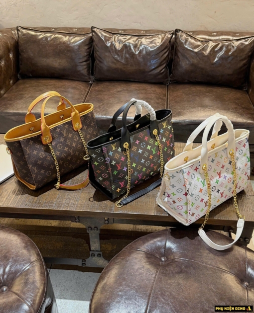 Túi Louis Vuitton LV Tote Cỡ Lớn 3 Màu Nâu Trắng Đen Họa Tiết