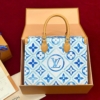Túi Tote Louis Vuitton OnTheGo Lagoon Blue