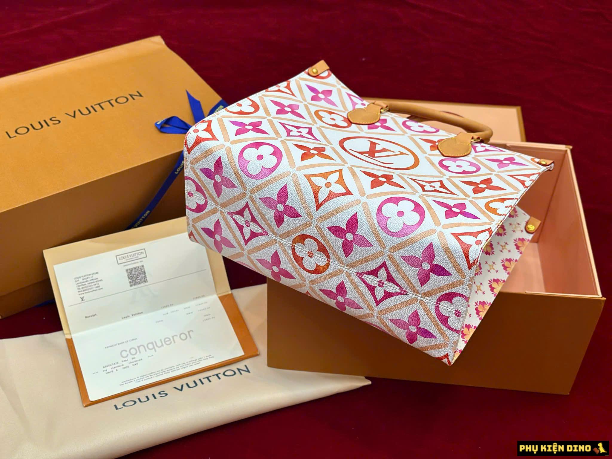 Túi Tote Louis Vuitton OnTheGo Lagoon Màu Hồng