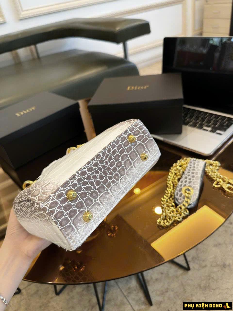 Túi Dior Lady Mini Himalaya Crocodile Niloticus Size 20 8 Túi Xách Dior Lady Da Cá Sấu Bạch Tạng