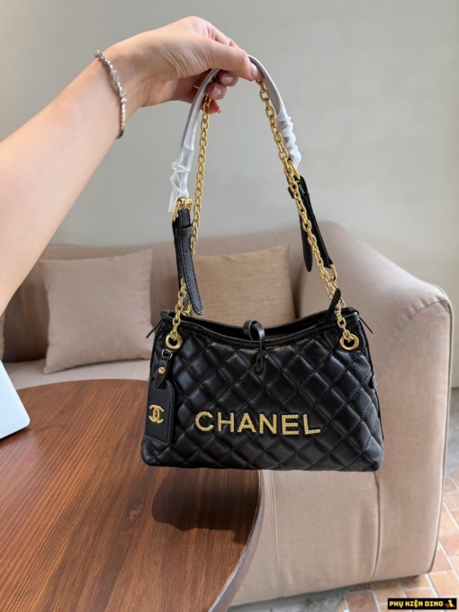Túi Xách Nữ Chanel Màu Đen Logo Vàng