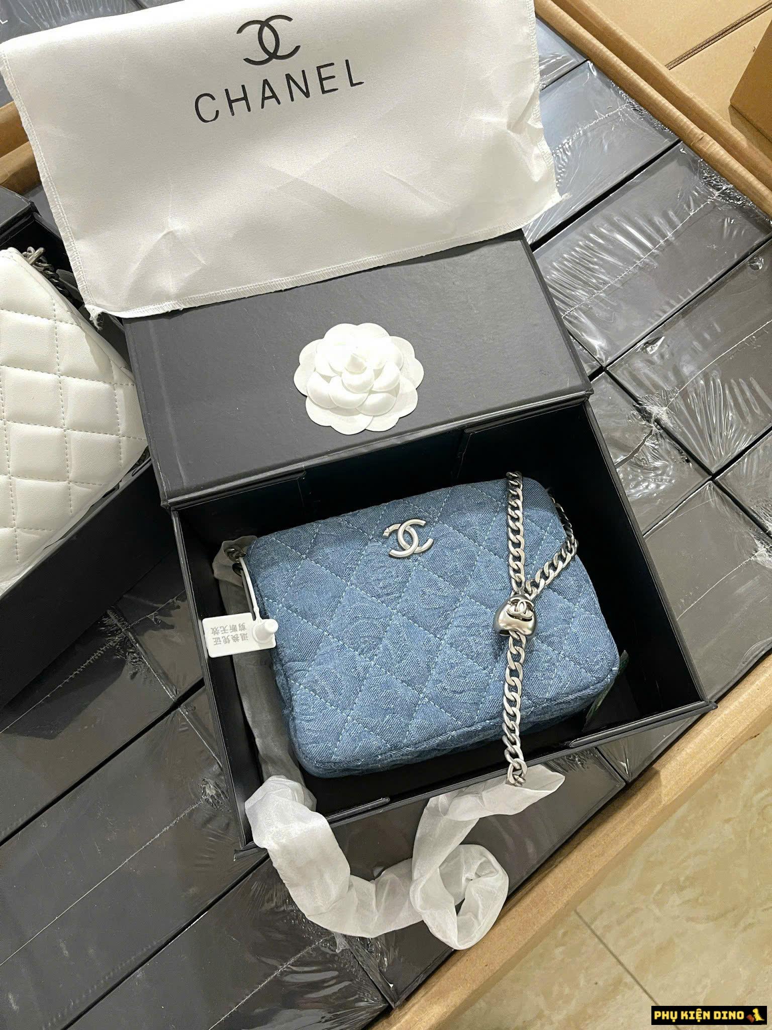 Túi Chanel Hobo Denim Crossbody Chuông Fullbox 3 Túi Chanel Xanh Denim Dây Chuông