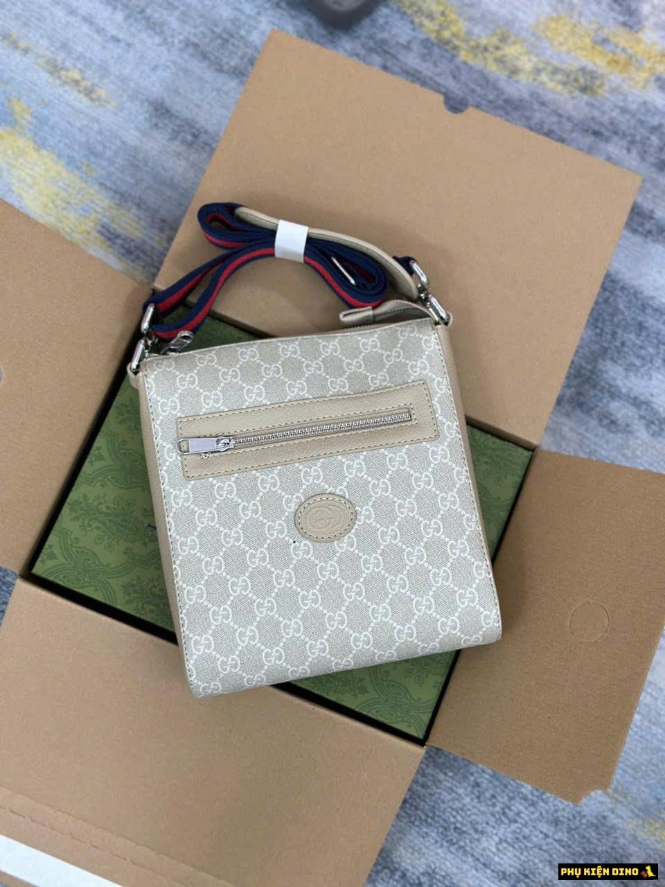 Túi Đeo Chéo Gucci GG Supreme Messenger White Cream Fullbox
