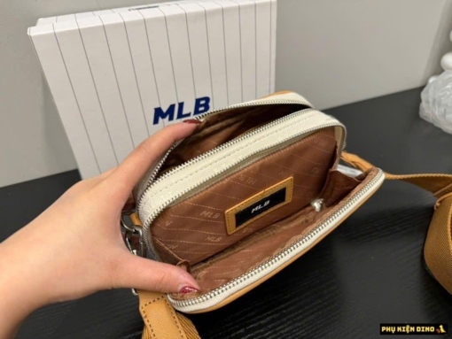 Túi Đeo Chéo MLB Mini Monogram Jacquard NY Canvas Kem Nâu