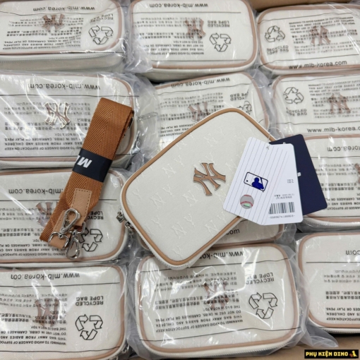 Túi Đeo Chéo MLB Mini Monogram Jacquard NY Màu Kem