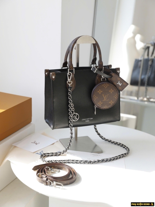 Túi Tote Louis Vuitton LV Black Brown Kèm Ví Tròn