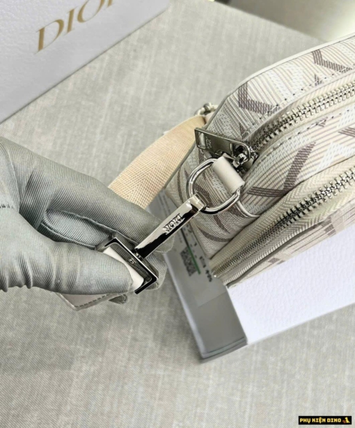 Túi Dior Messenger Diamond Trắng Xám