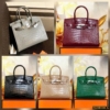 Túi Xách Nữ Hermes Birkin Poussiere Porosus Lisse Size 25 và Size 30