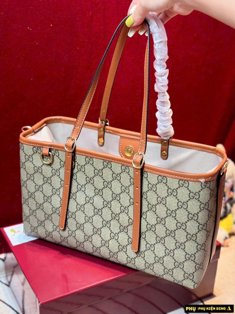 Túi Gucci GG Emblem Medium Tote Bag Size 32 Fullbox 6 Túi Gucci GG Emblem Medium Tote Bag Size 32 Brown