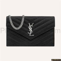 Túi YSL Envelope Wallet On Chain Silver Màu Đen Size 19