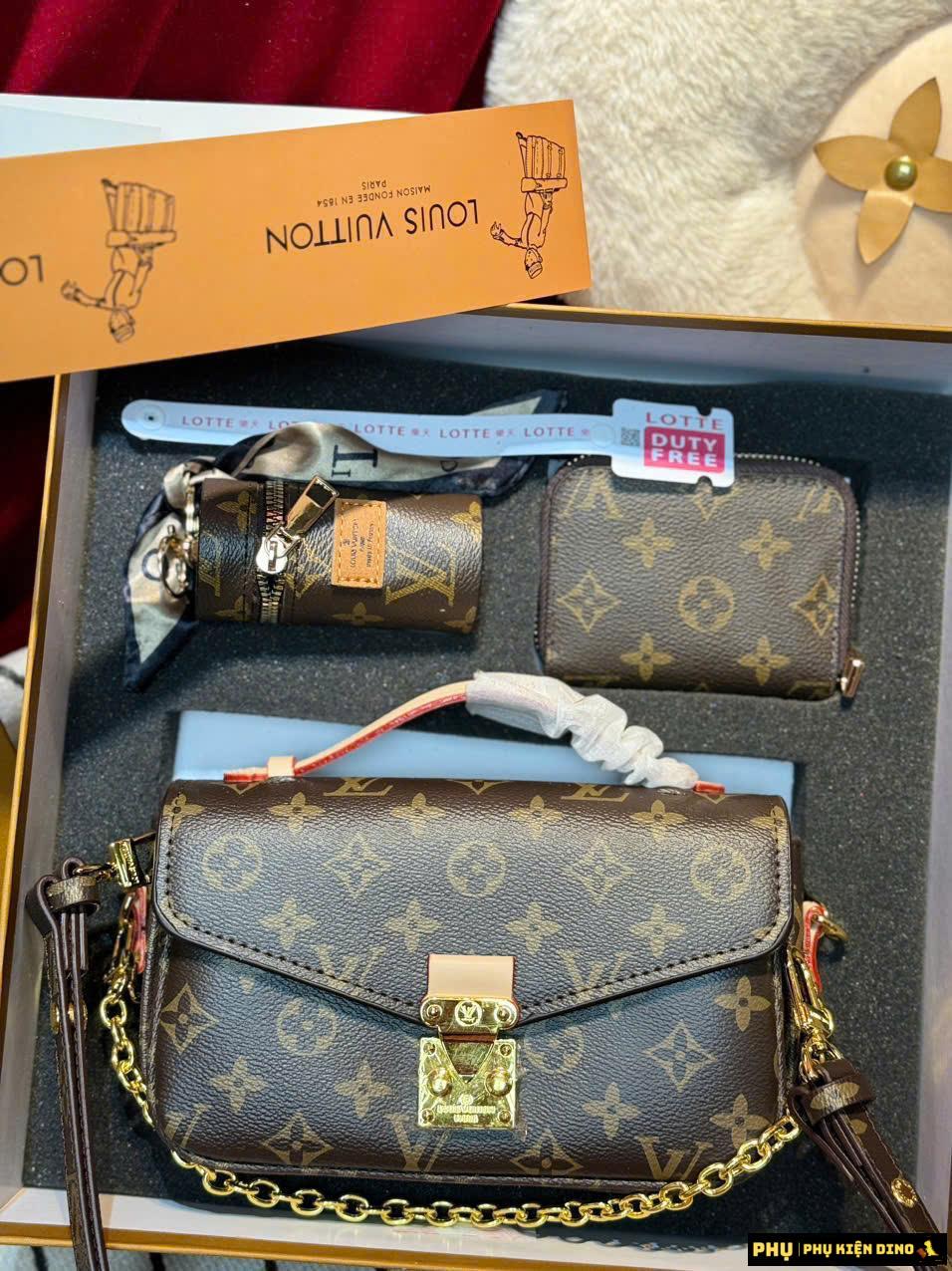Túi Louis Vuitton Pochette Métis East West M46279 2 Set 3 Túi Louis Vuitton Pochette Métis East West Full Nâu